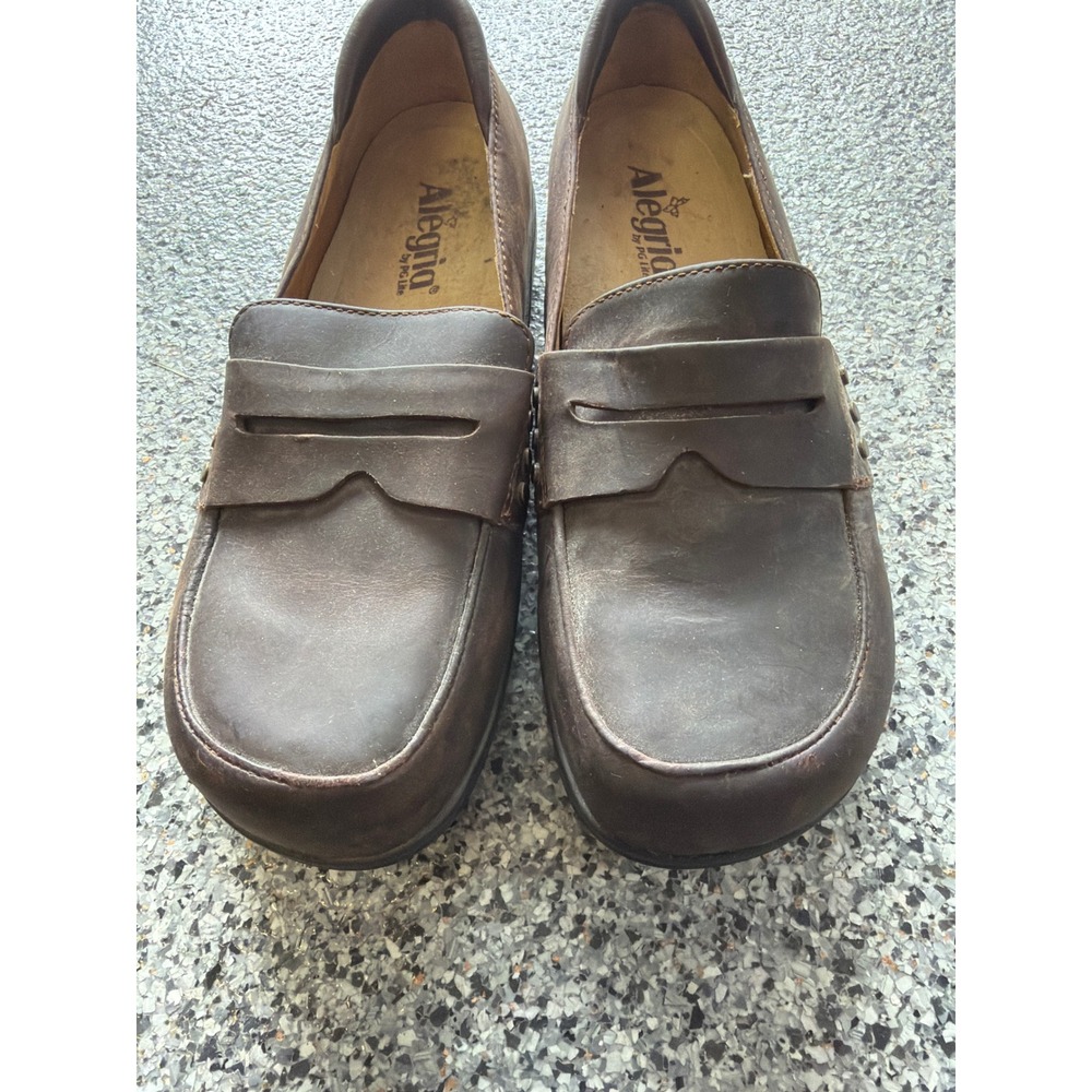 Alegria Taylor Brown Leather Penny Loafers Comfort Work Shoes TAY-602 Womens 40
